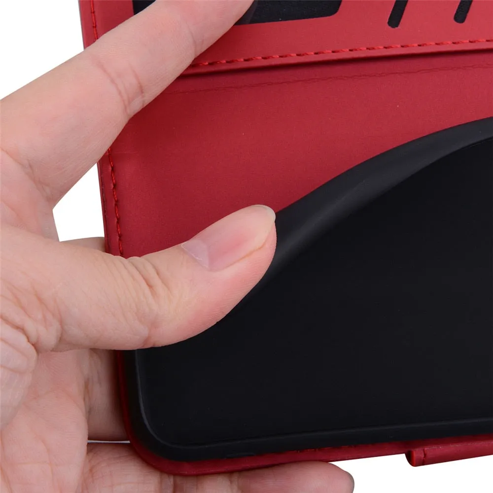 Anymob Huawei Black Leather Cases Flip Wallet Back Cover Phone Silicone Protection