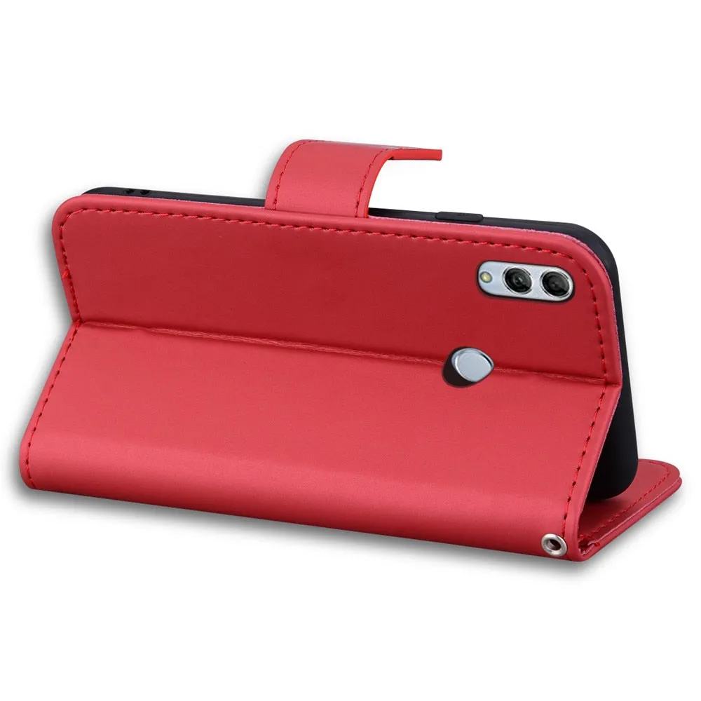 Anymob Huawei Black Leather Cases Flip Wallet Back Cover Phone Silicone Protection