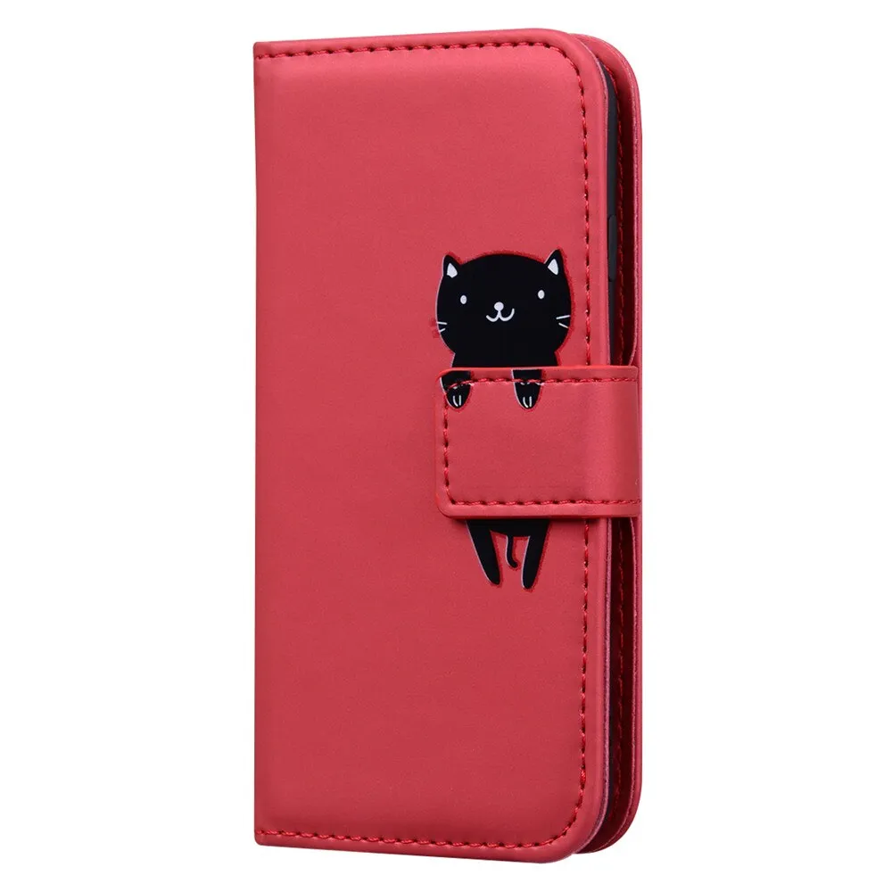 Anymob Huawei Black Leather Cases Flip Wallet Back Cover Phone Silicone Protection