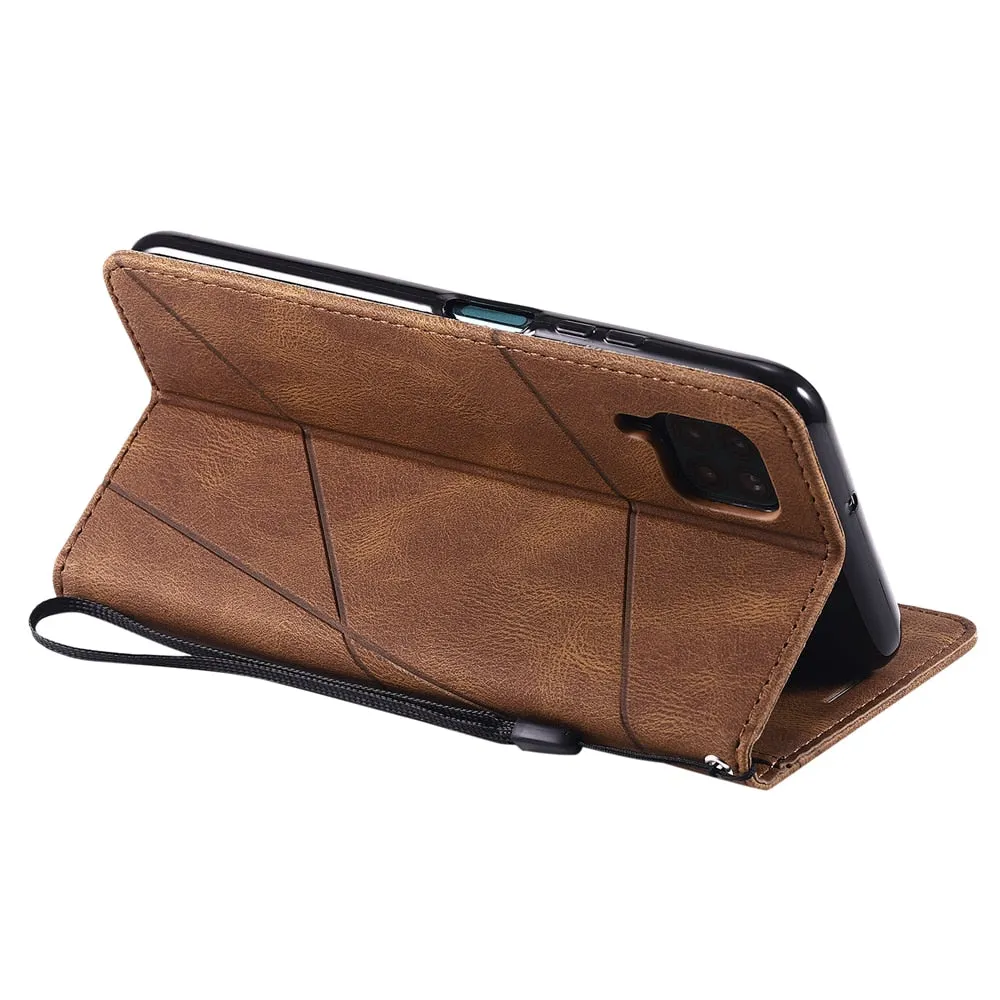 Anymob Huawei Case Black Leather flip Cover Wallet Phone Bag Shell