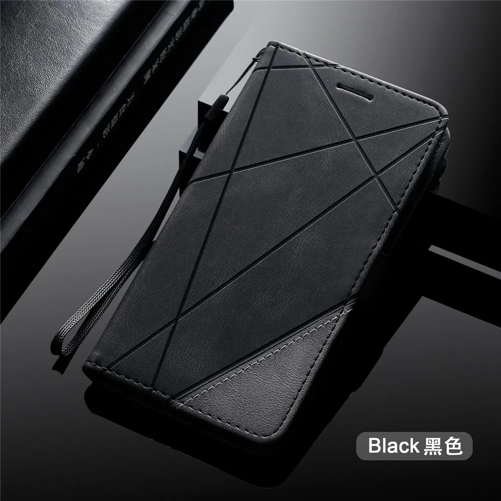 Anymob Huawei Case Black Leather flip Cover Wallet Phone Bag Shell