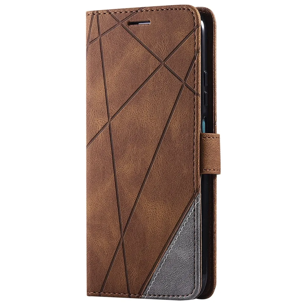 Anymob Huawei Case Black Leather flip Cover Wallet Phone Bag Shell