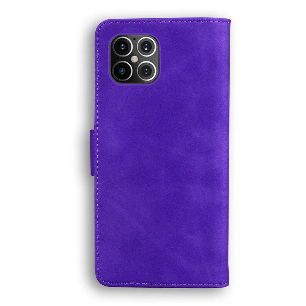 Anymob iPhone Case Brown Magnetic Leather Wallet Flip Solid Color Phone Cover