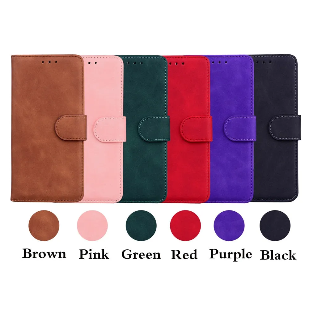 Anymob iPhone Case Brown Magnetic Leather Wallet Flip Solid Color Phone Cover