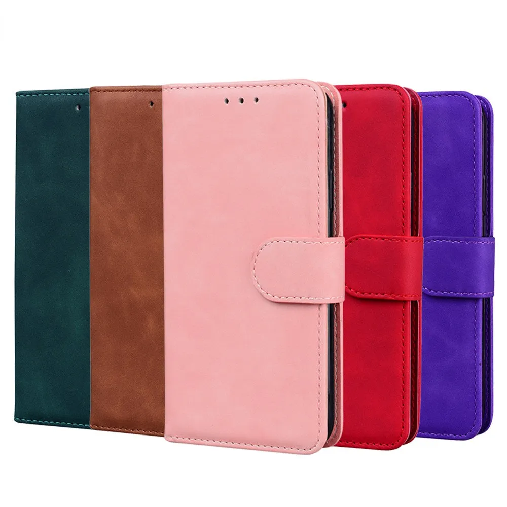 Anymob iPhone Case Brown Magnetic Leather Wallet Flip Solid Color Phone Cover