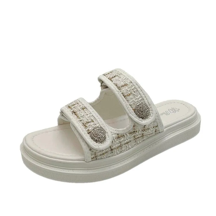 hulianfu  Women Fashion Sandals Summer New Flat  Embroidery  Casual Roman Designer Shoes Platform Sandal