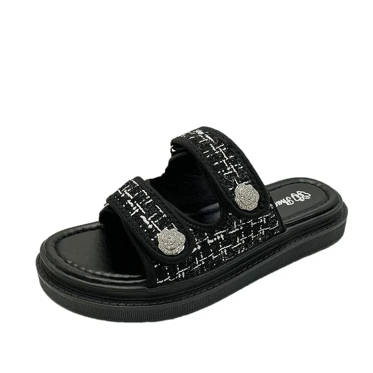 hulianfu  Women Fashion Sandals Summer New Flat  Embroidery  Casual Roman Designer Shoes Platform Sandal
