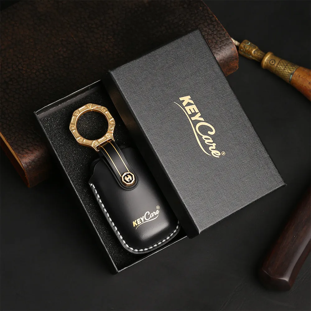 Keycare Italian leather key cover fit for Audi Q5, A5, A8, Q7, A4, A6 3 button smart key (ITL47)