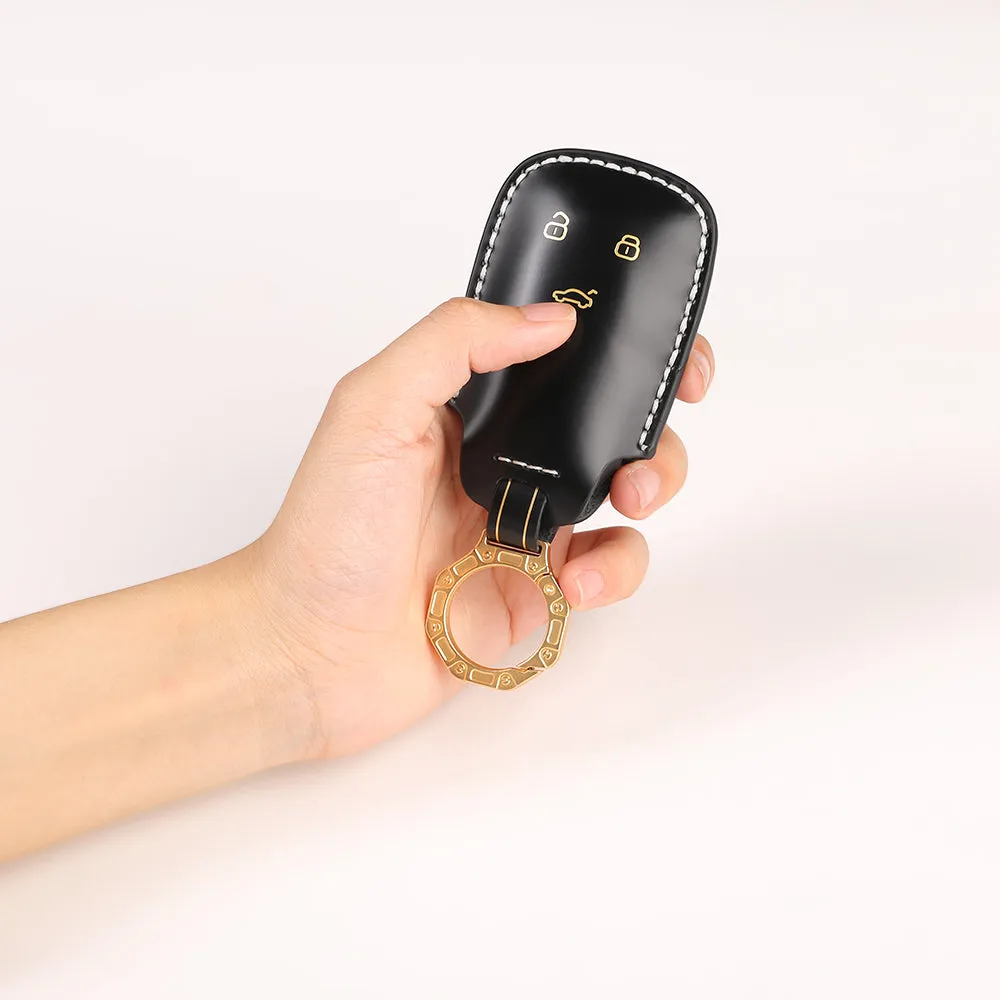 Keycare Italian leather key cover fit for Audi Q5, A5, A8, Q7, A4, A6 3 button smart key (ITL47)