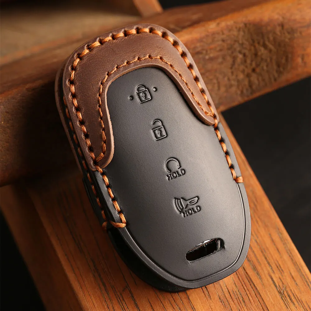 Keyzone dual leather key cover for Verna 2020 onwards 4 button smart key (KDL60)