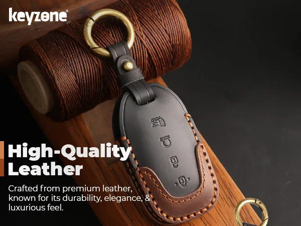 Keyzone dual leather key cover for Verna 2020 onwards 4 button smart key (KDL60)