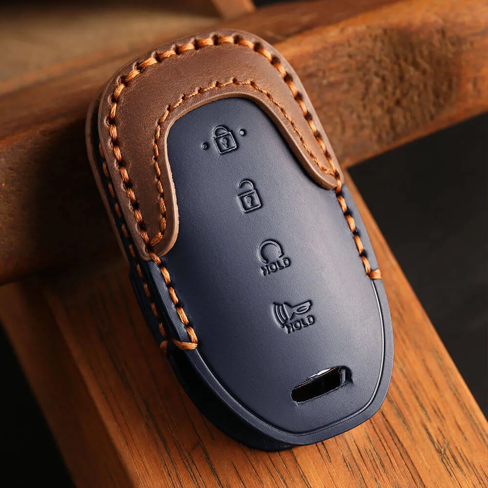 Keyzone dual leather key cover for Verna 2020 onwards 4 button smart key (KDL60)