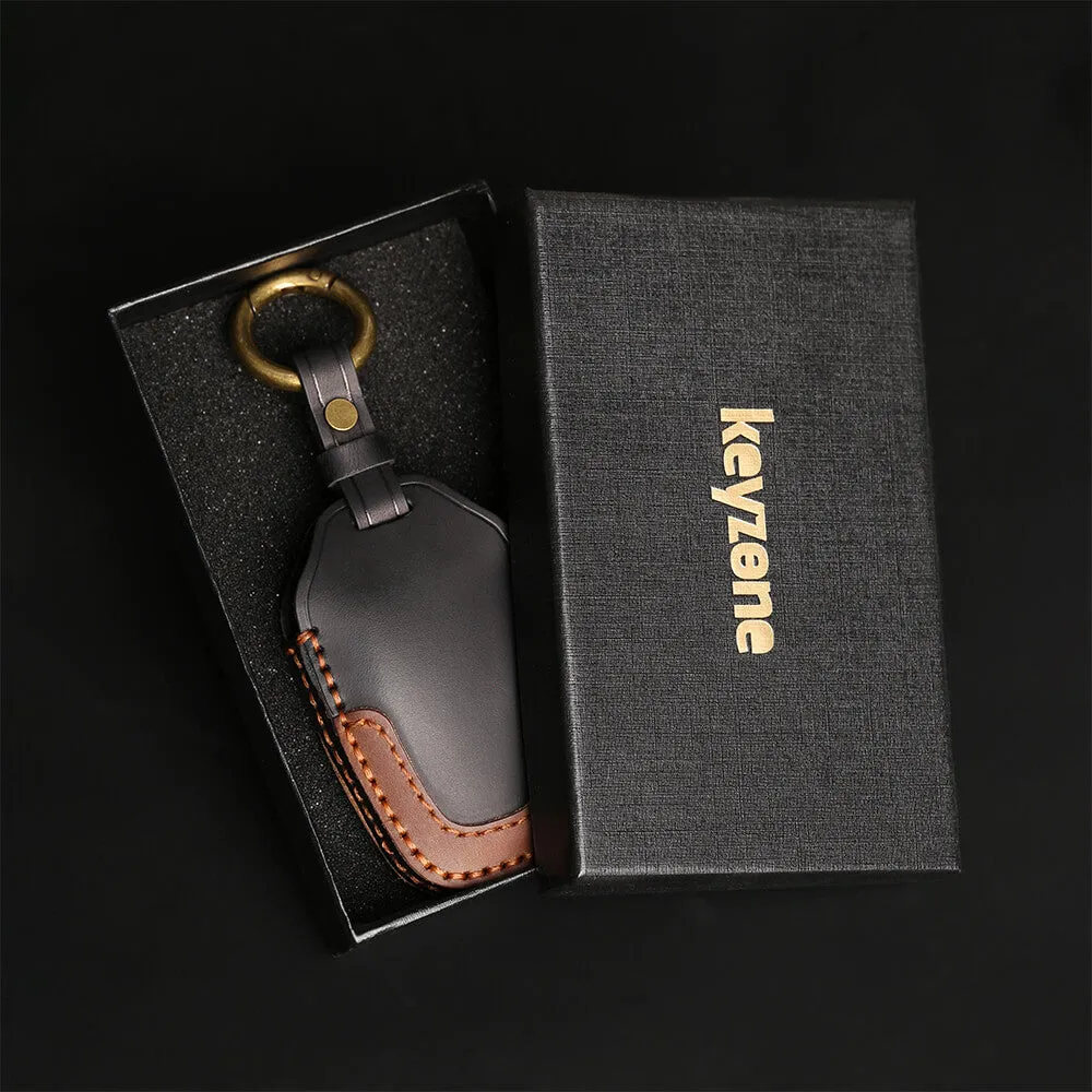 Keyzone dual leather key cover for Verna 2020 onwards 4 button smart key (KDL60)