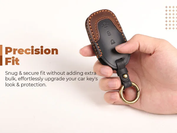 Keyzone dual leather key cover for Verna 2020 onwards 4 button smart key (KDL60)