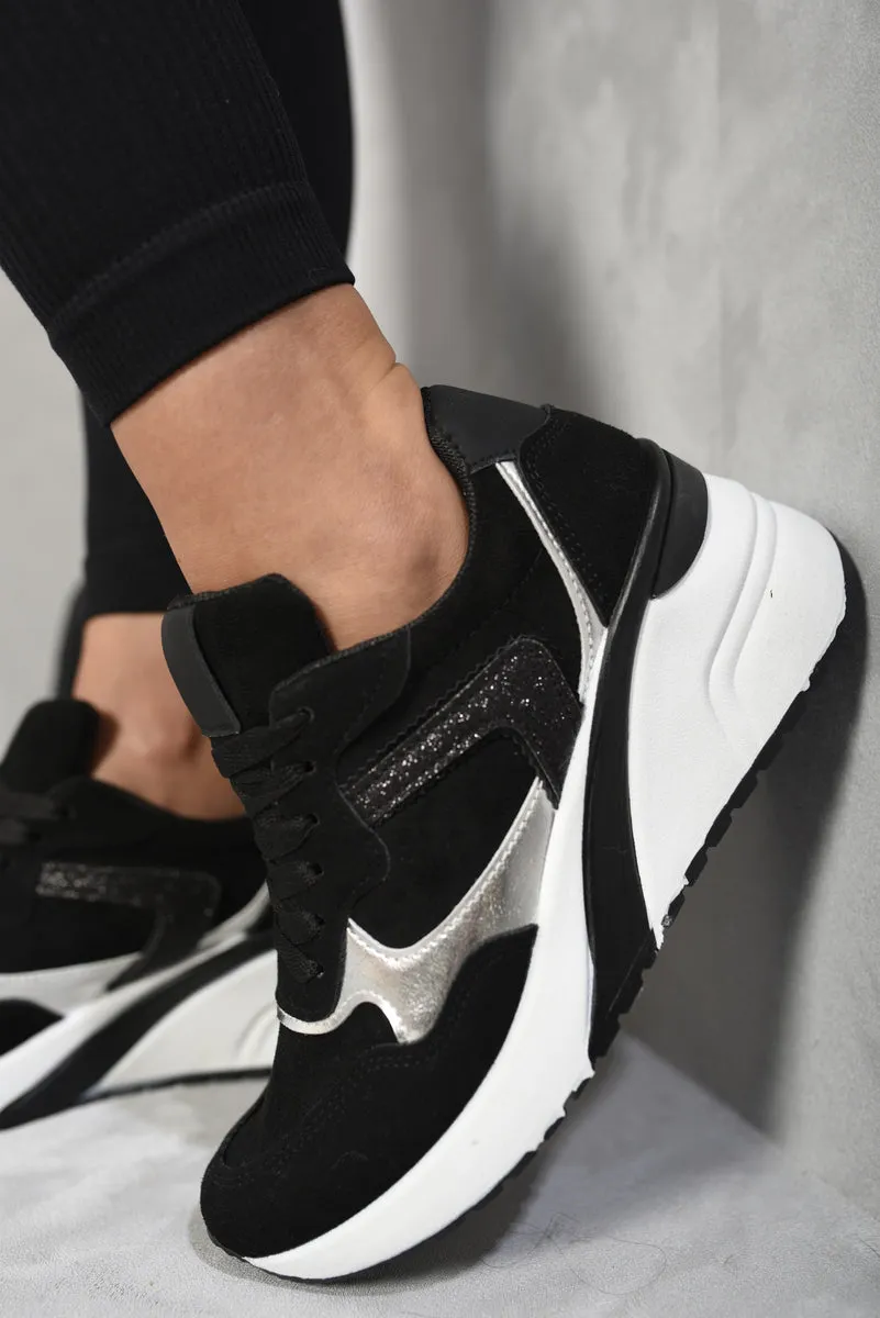 Lace Up Wedge - Glitter Detail & Comfy Style