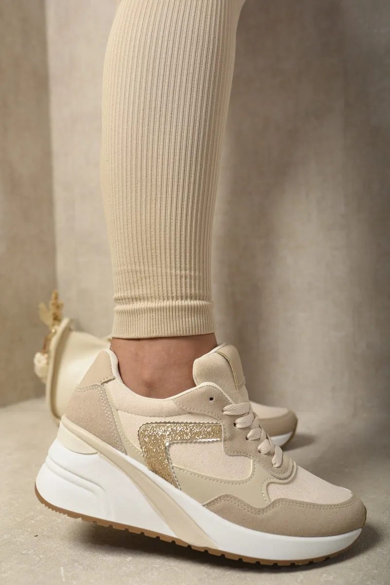 Lace Up Wedge - Glitter Detail & Comfy Style