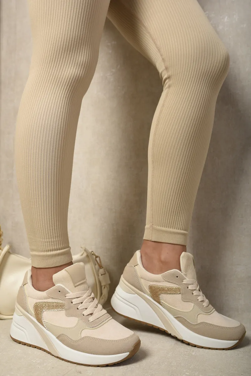 Lace Up Wedge - Glitter Detail & Comfy Style