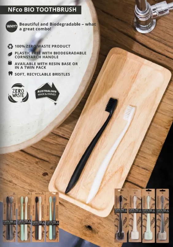 NFco Bio Toothbrush and Stand - Ivory Desert