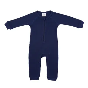 Perrywinkle Waffle Grow Suit - Navy