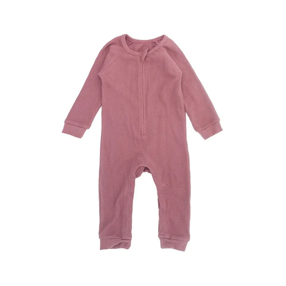 Perrywinkle Waffle Grow Suit - Rose Pink