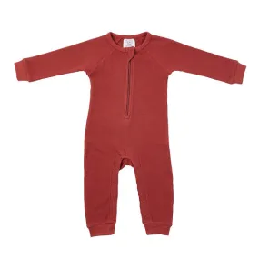 Perrywinkle Waffle Grow Suit - Terracotta