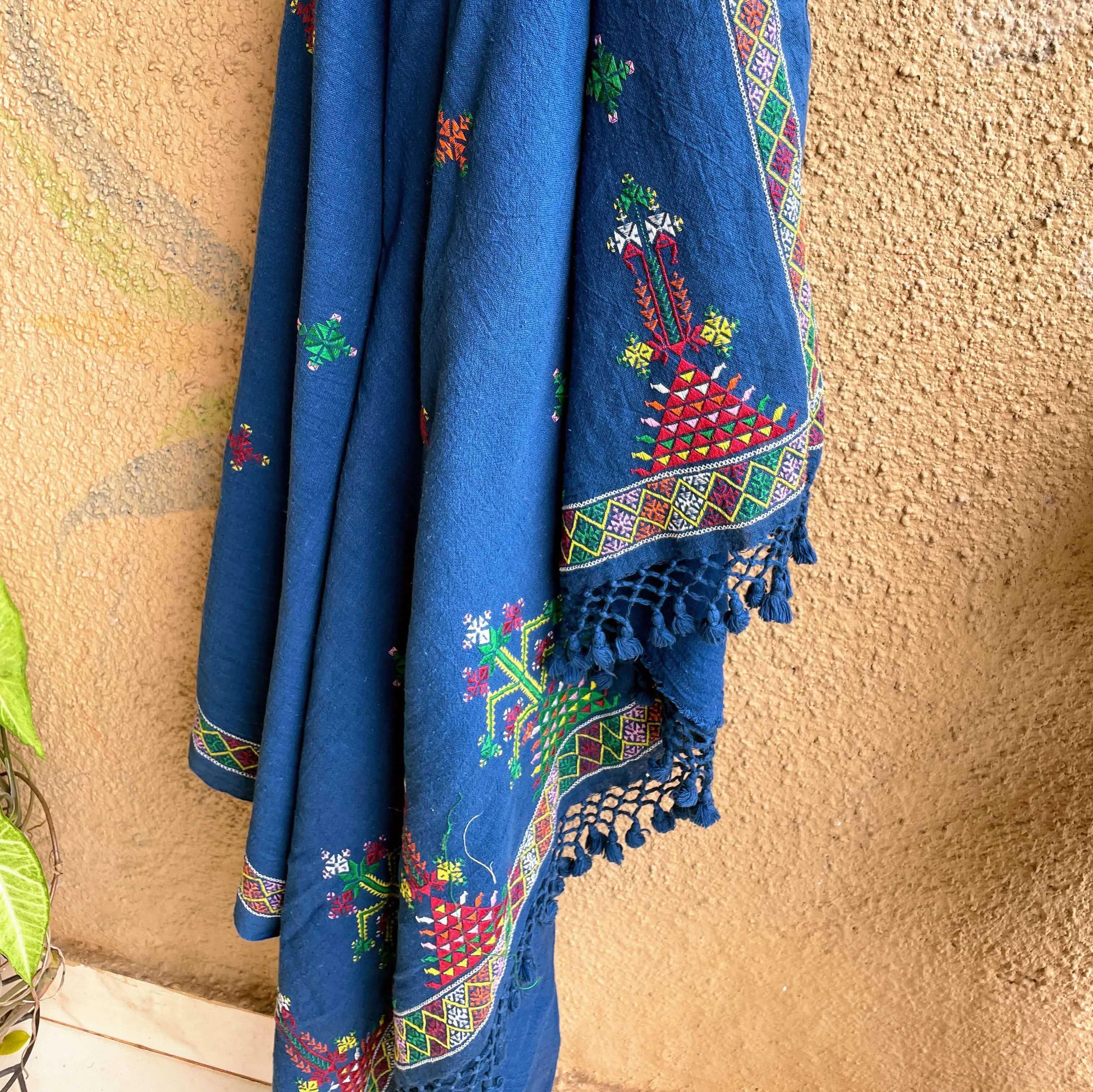 Pre book -Soof Embroidery Kala cotton saree in indigo