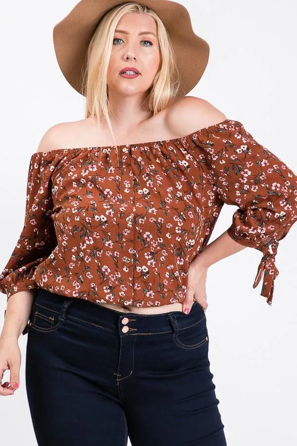 Pre-Order Small Flowers Off-Shoulder Top
