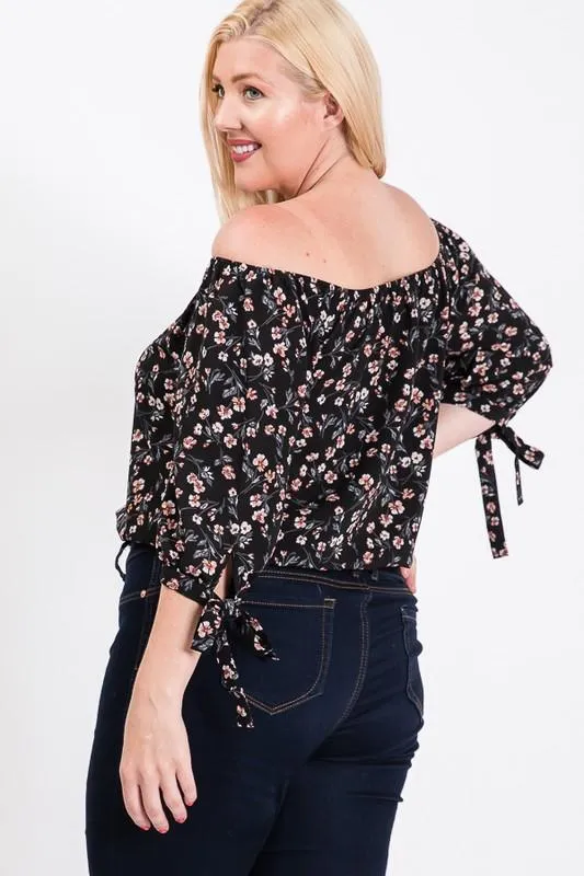 Pre-Order Small Flowers Off-Shoulder Top