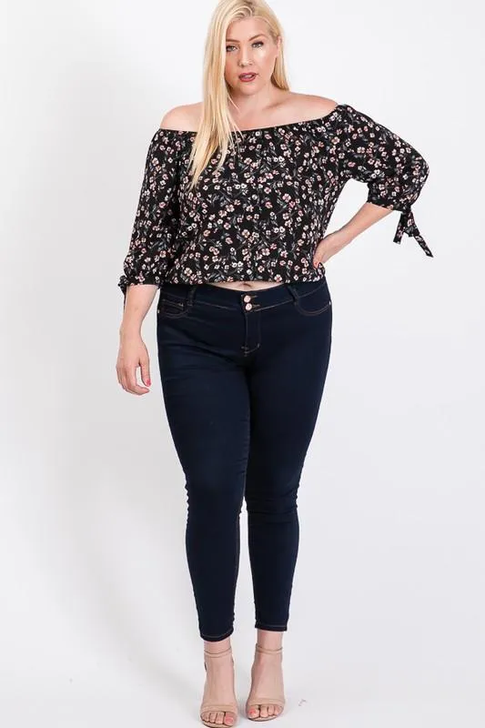 Pre-Order Small Flowers Off-Shoulder Top
