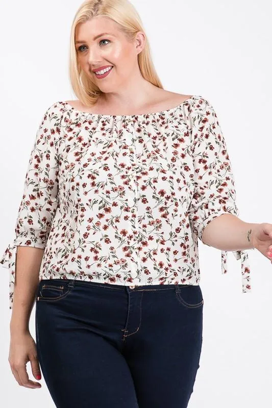 Pre-Order Small Flowers Off-Shoulder Top