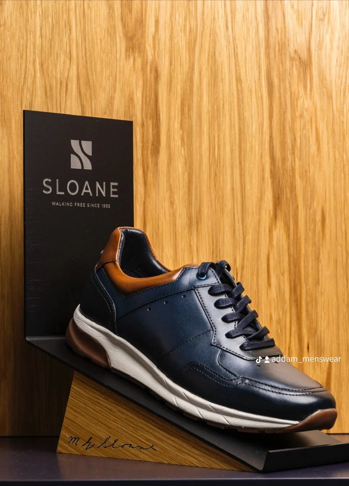 Sloane Mens Max Leather Trainers Navy