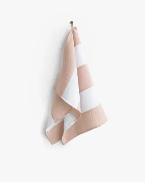 Zero-waste striped linen tea towel in Peach