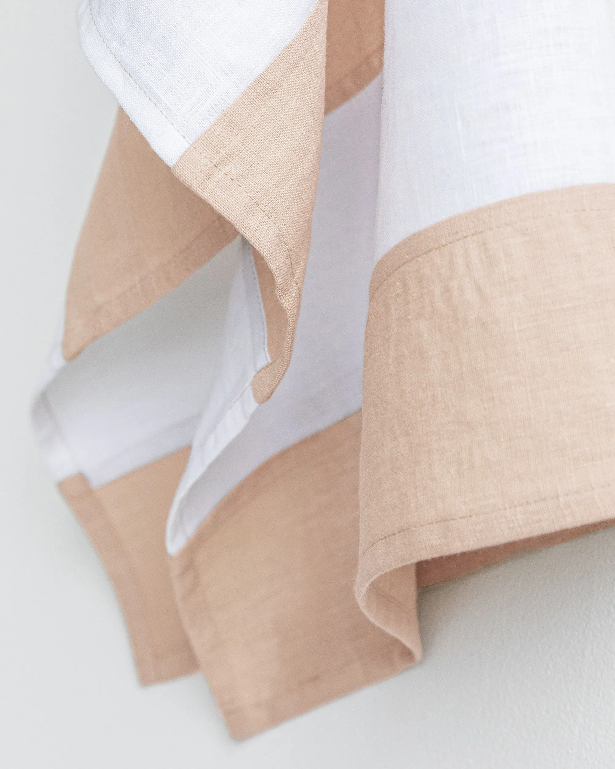 Zero-waste striped linen tea towel in Peach